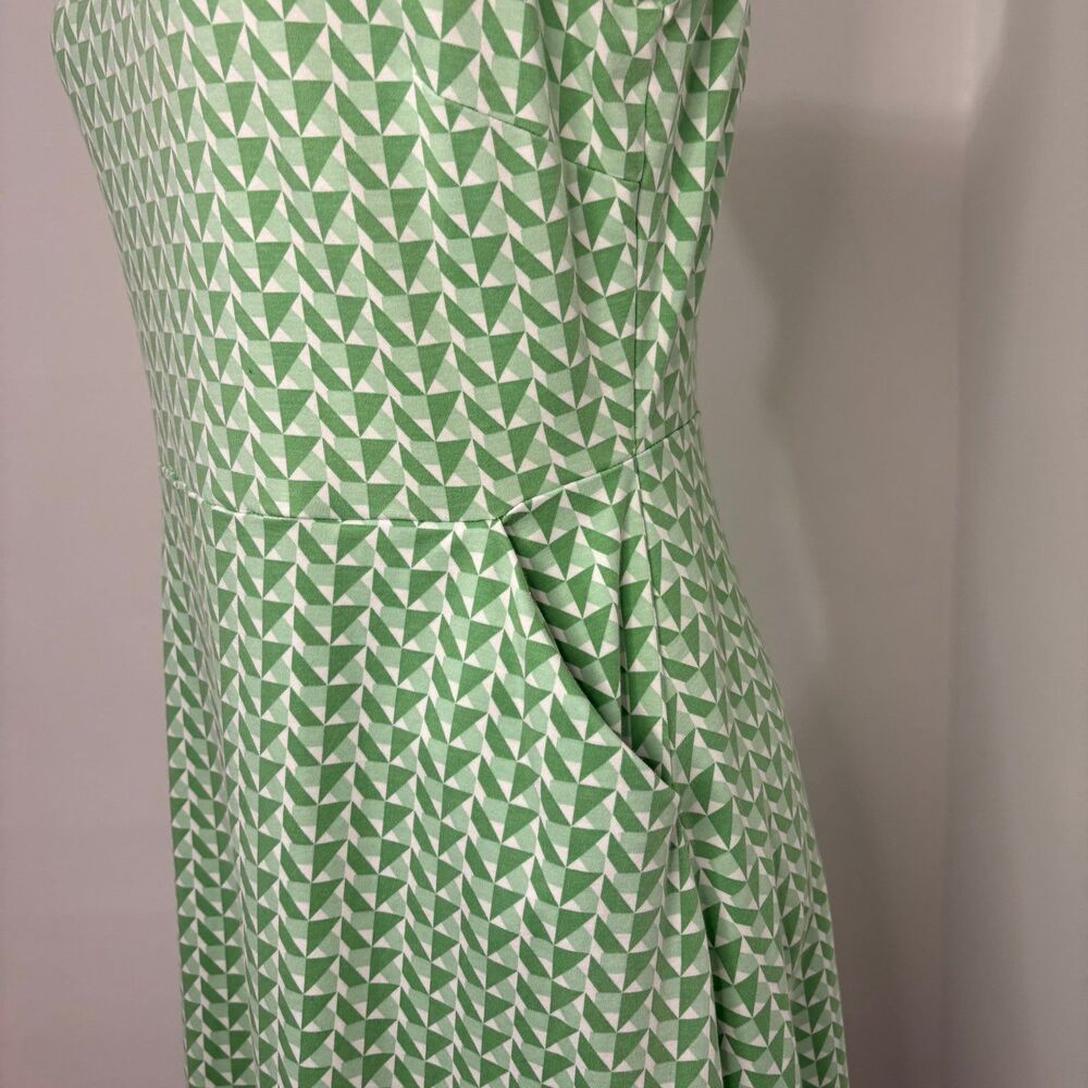 New York & Company Green Geometric Print 100% Cotton Dress Sz L - Picture 3 of 6